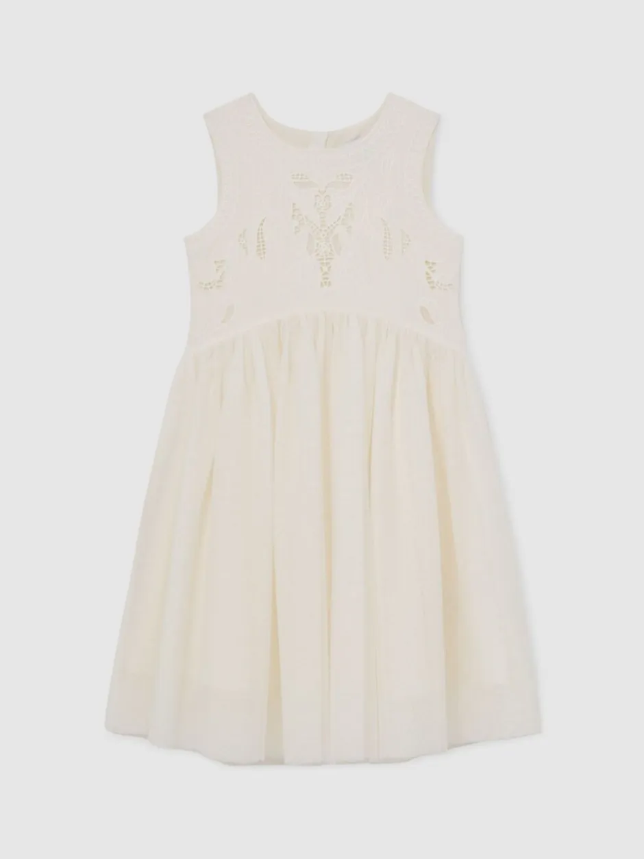 Gelegenheidskleding|Jurken|Reiss Phoebe Lace-Detail Tulle-Skirt Dress