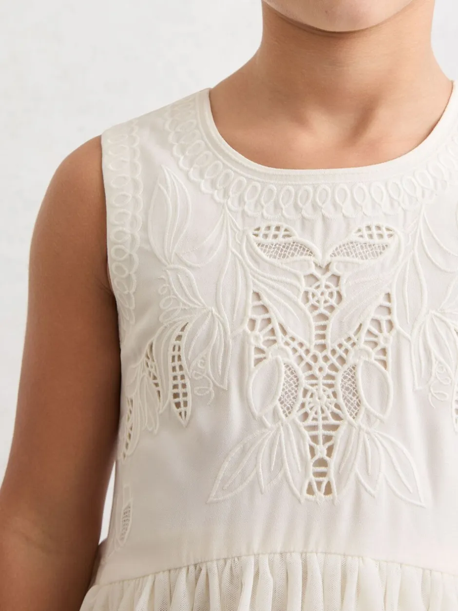 Gelegenheidskleding|Jurken|Reiss Phoebe Lace-Detail Tulle-Skirt Dress