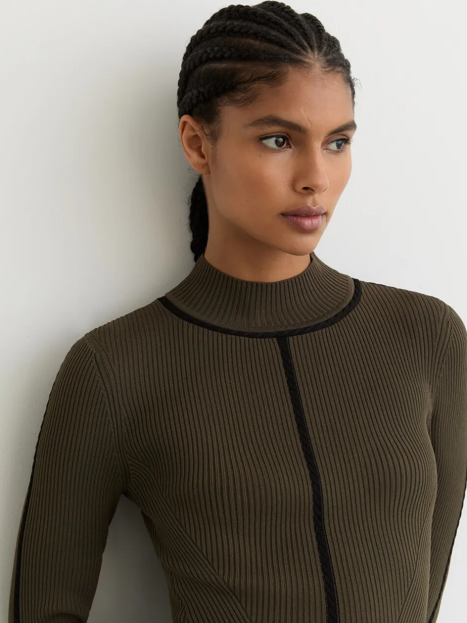 Jurken|Reiss Polly Contrast-Stitch Knitted Midi Dress