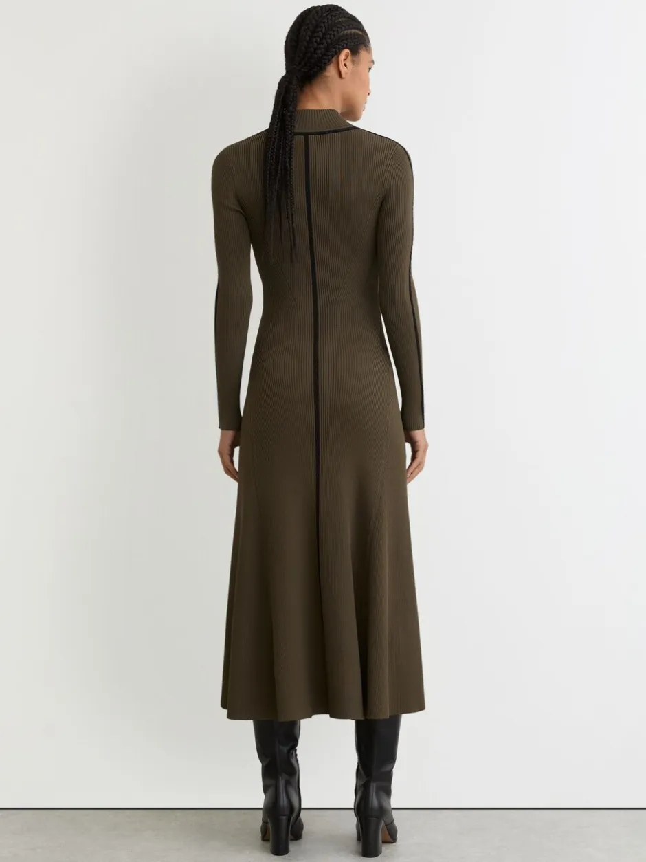 Jurken|Reiss Polly Contrast-Stitch Knitted Midi Dress