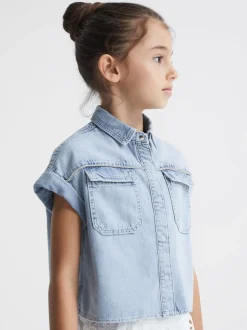 Overhemden En Blouses*Reiss Sandie crop top van denim