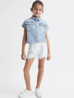 Overhemden En Blouses*Reiss Sandie crop top van denim