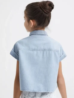 Overhemden En Blouses*Reiss Sandie crop top van denim