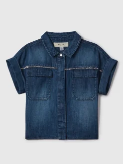 Overhemden En Blouses*Reiss Sandie overhemd van denim met versiering