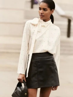 Rokken|Reiss Seema Leather Welt Pocket Mini Skirt