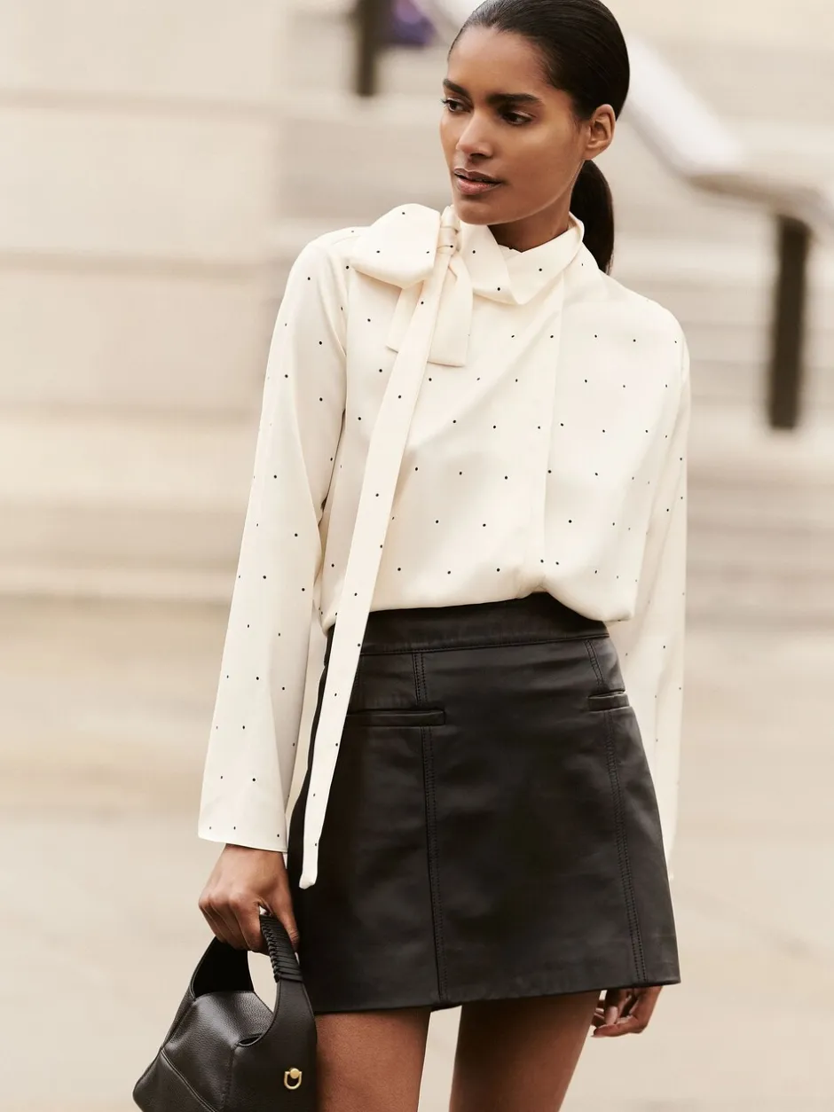 Rokken|Reiss Seema Leather Welt Pocket Mini Skirt
