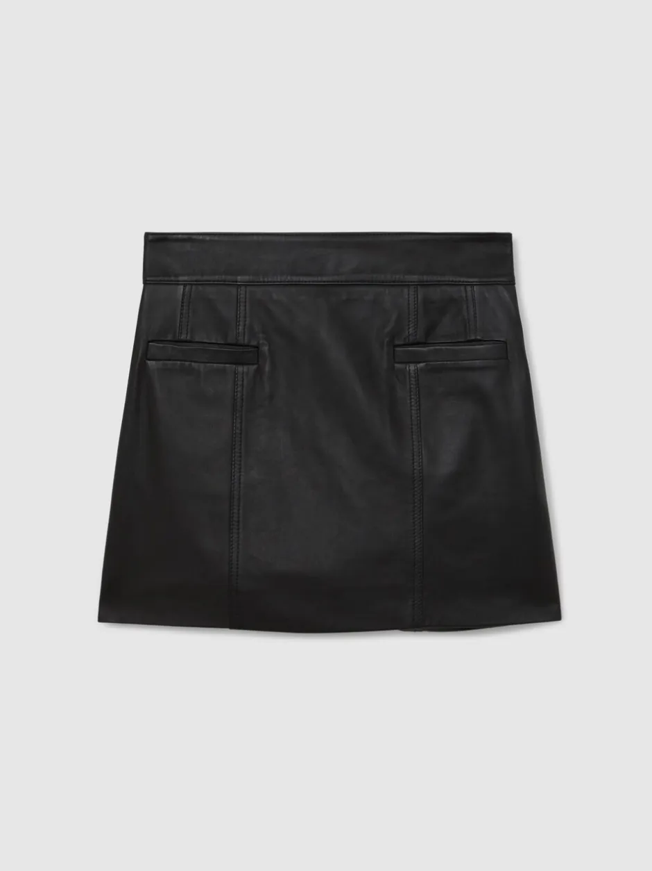 Rokken|Reiss Seema Leather Welt Pocket Mini Skirt