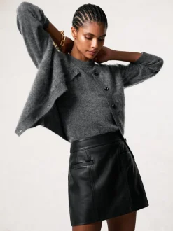 Rokken|Reiss Seema Leather Welt Pocket Mini Skirt