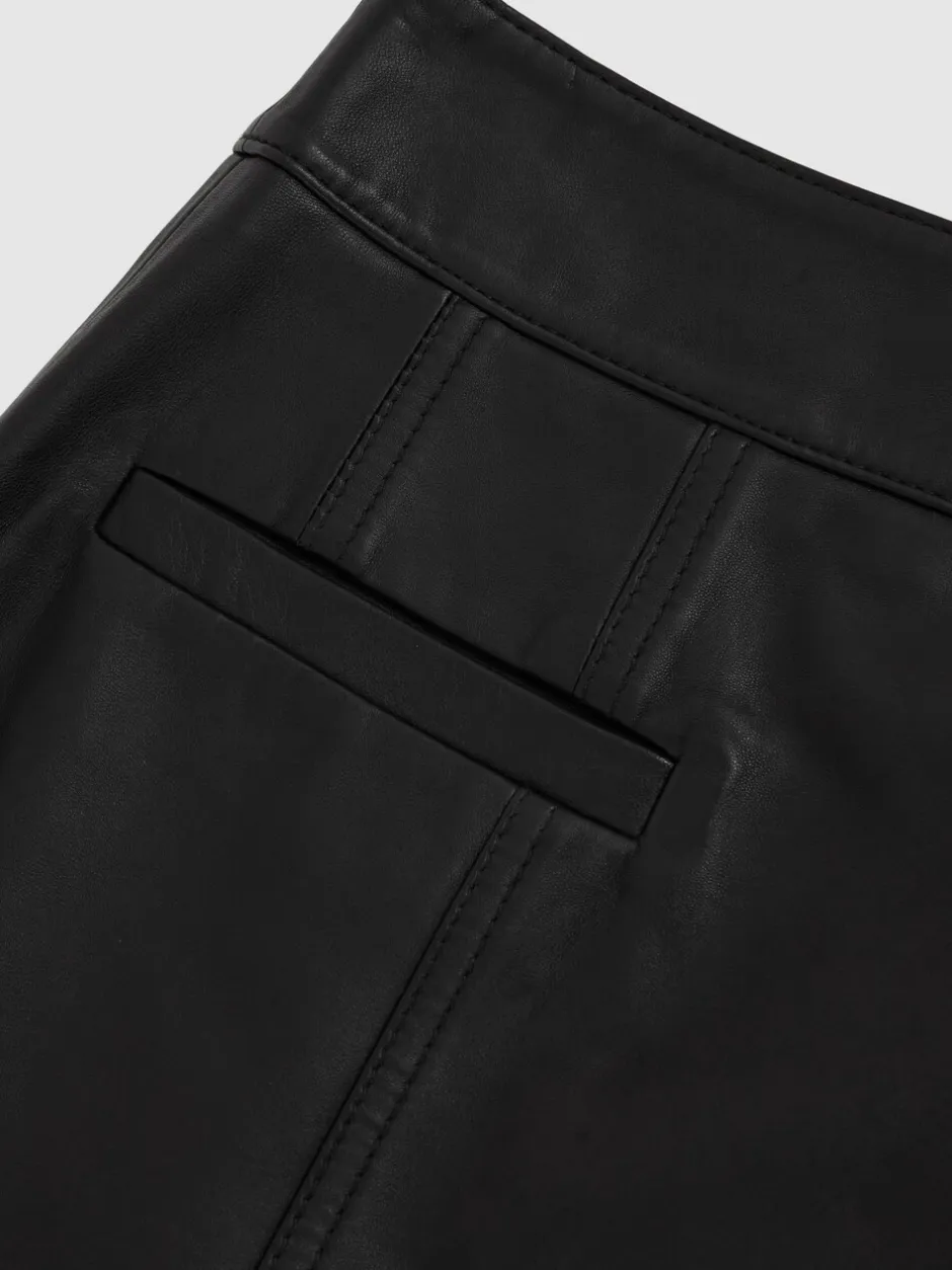 Rokken|Reiss Seema Leather Welt Pocket Mini Skirt