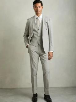Vesten*Reiss Slice Puppytooth-Check Suit Waistcoat Wool-Blend