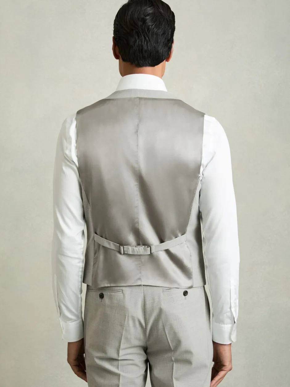 Vesten*Reiss Slice Puppytooth-Check Suit Waistcoat Wool-Blend