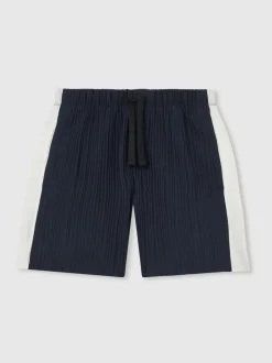 Shorts|Reiss Tino Plissé Colour-Block Shorts