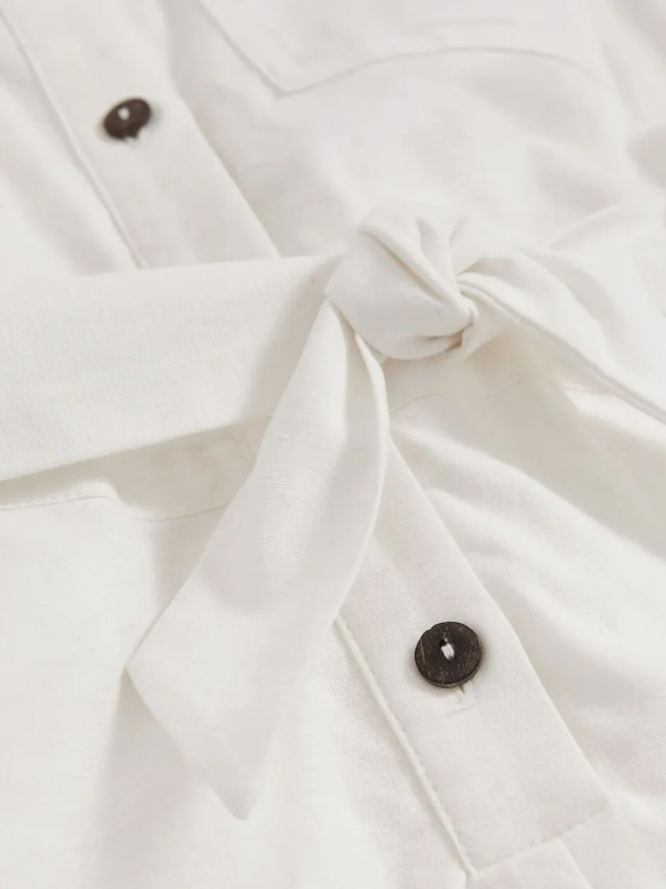 Jumpsuits En Playsuits*Reiss Zoe playsuit van katoen-linnen met riem