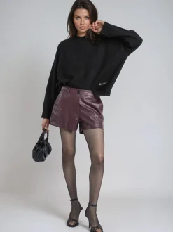 Shorts|Religion Dark Orbit Faux Leather Shorts With Pocket Details
