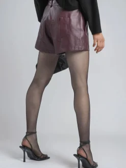 Shorts|Religion Dark Orbit Faux Leather Shorts With Pocket Details