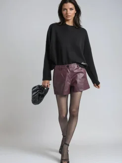 Shorts|Religion Dark Orbit Faux Leather Shorts With Pocket Details