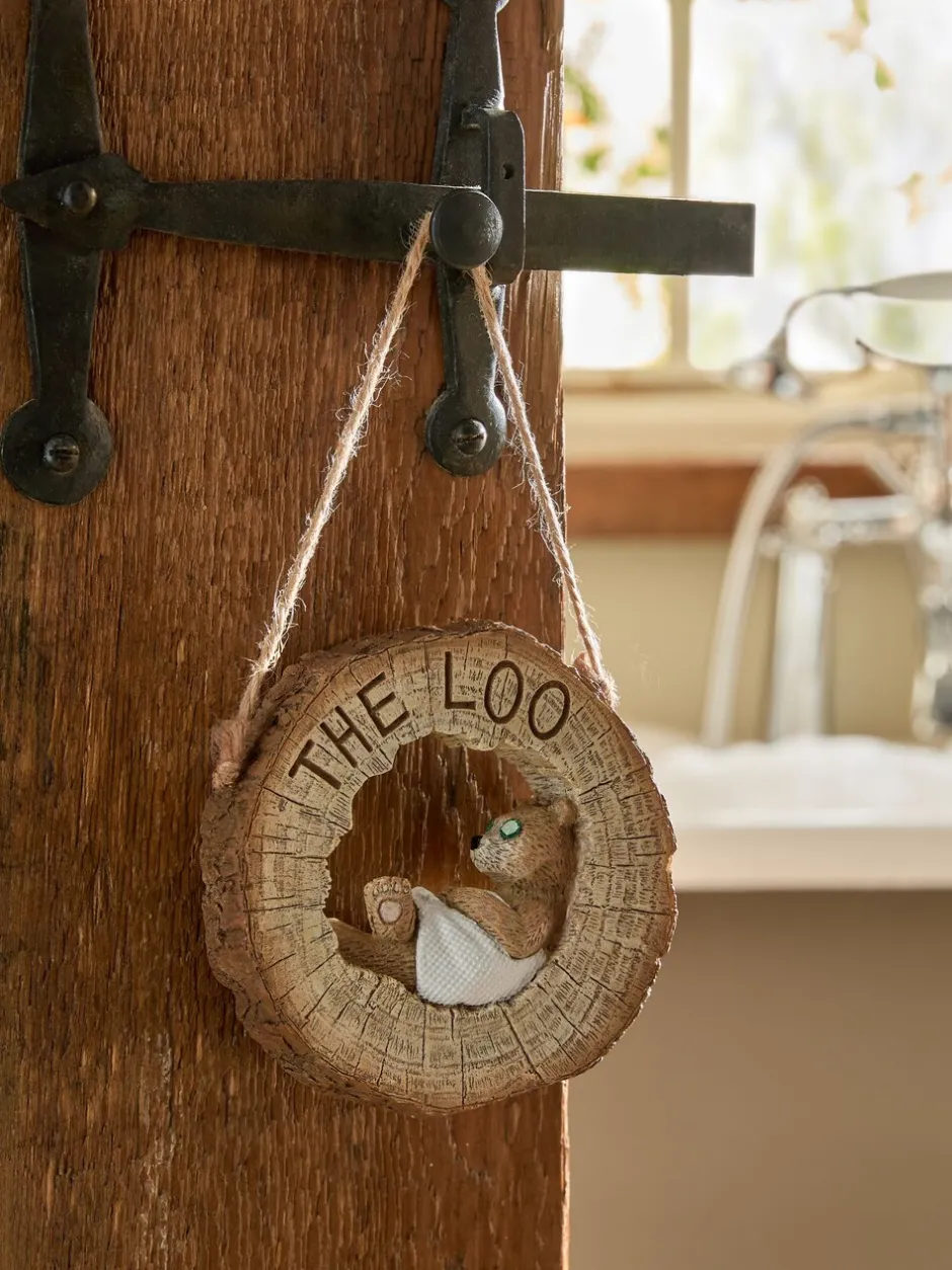 Decoraties*Next Reversable Hanging Bathroom Sign Naturel Bertie Bear