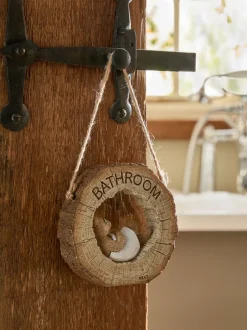 Decoraties*Next Reversable Hanging Bathroom Sign Naturel Bertie Bear