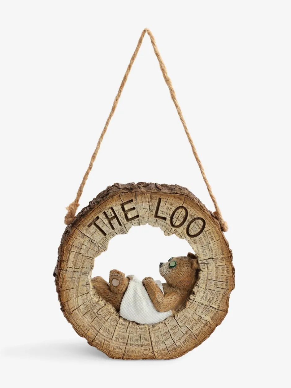 Decoraties*Next Reversable Hanging Bathroom Sign Naturel Bertie Bear