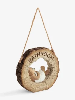 Decoraties*Next Reversable Hanging Bathroom Sign Naturel Bertie Bear