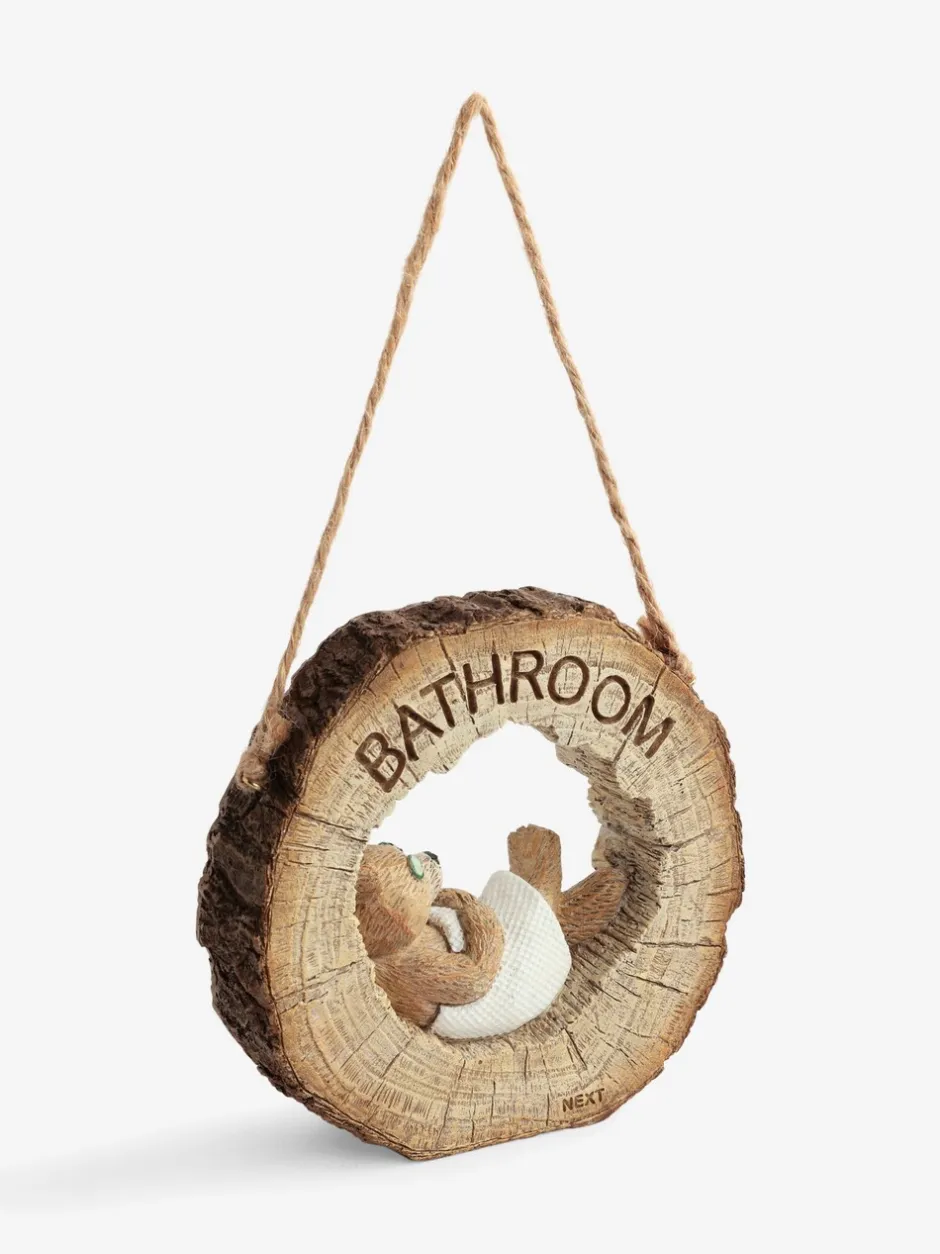 Decoraties*Next Reversable Hanging Bathroom Sign Naturel Bertie Bear