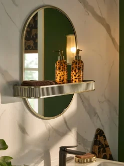 Spiegels|Badkameraccessoires|Next Rib Shelf Bathroom Wall Mirror Goud