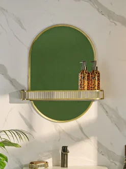 Spiegels|Badkameraccessoires|Next Rib Shelf Bathroom Wall Mirror Goud