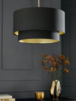 Lampenkappen|Verlichting*Next Rico plafondlamp met gemakkelijk te monteren kap Zwart