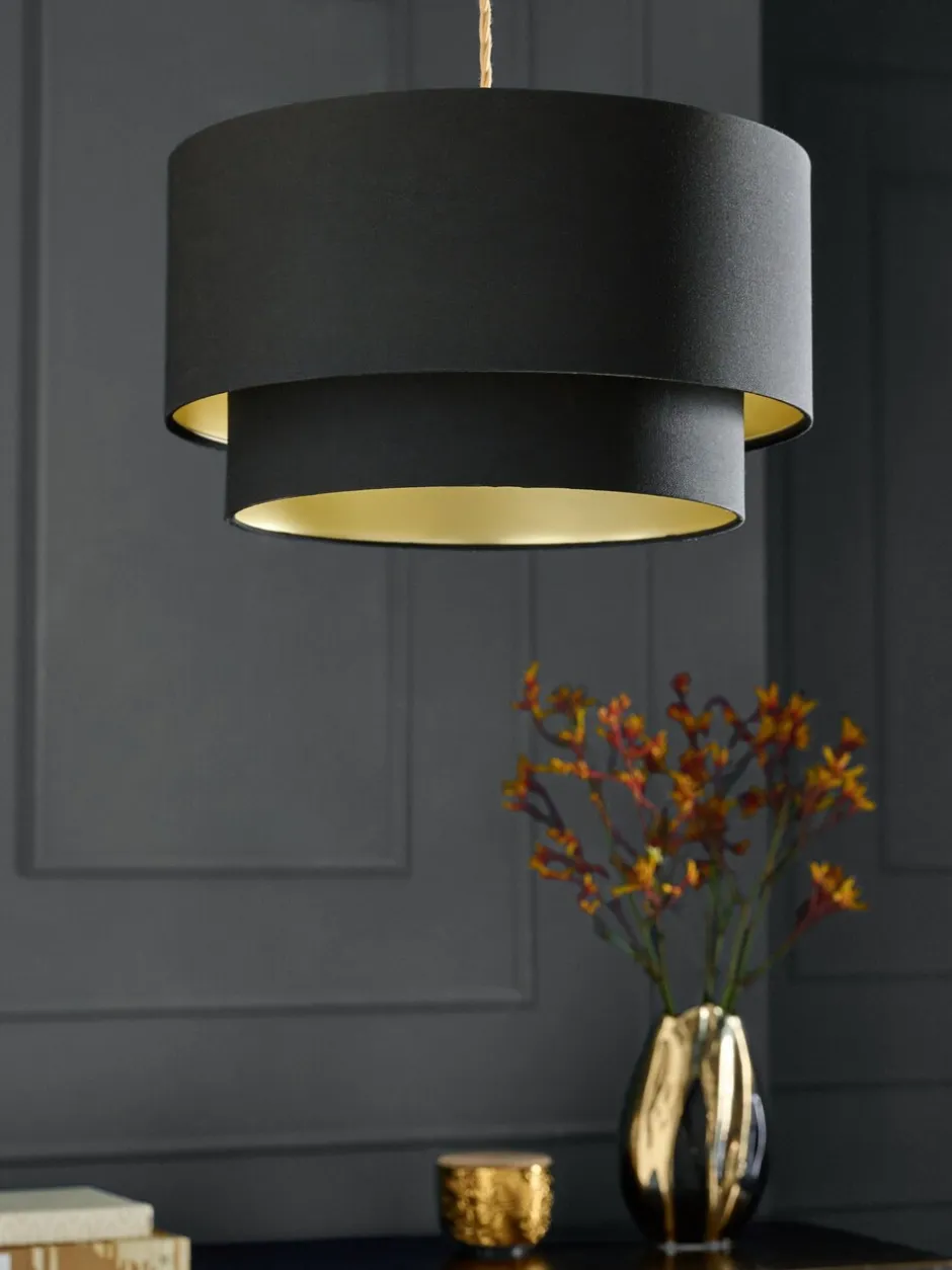 Lampenkappen|Verlichting*Next Rico plafondlamp met gemakkelijk te monteren kap Zwart