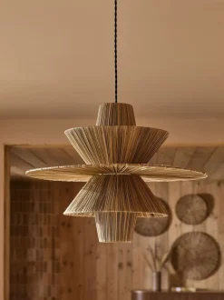 Lampenkappen|Verlichting|Next Rieten plafondlamp met gemakkelijk te monteren kap