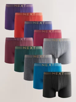Ondergoed|Ondergoed|Next Rijke marineblauw/paars/oranje - Verpakking van 10 - Boxershorts met A-voorkant