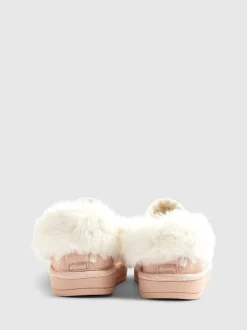 Pantoffels|River Island Fur Strap Whipstch Slippers