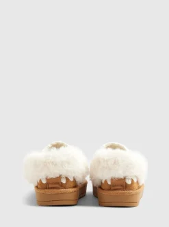 Pantoffels*River Island Fur Strap Whipstch Slippers