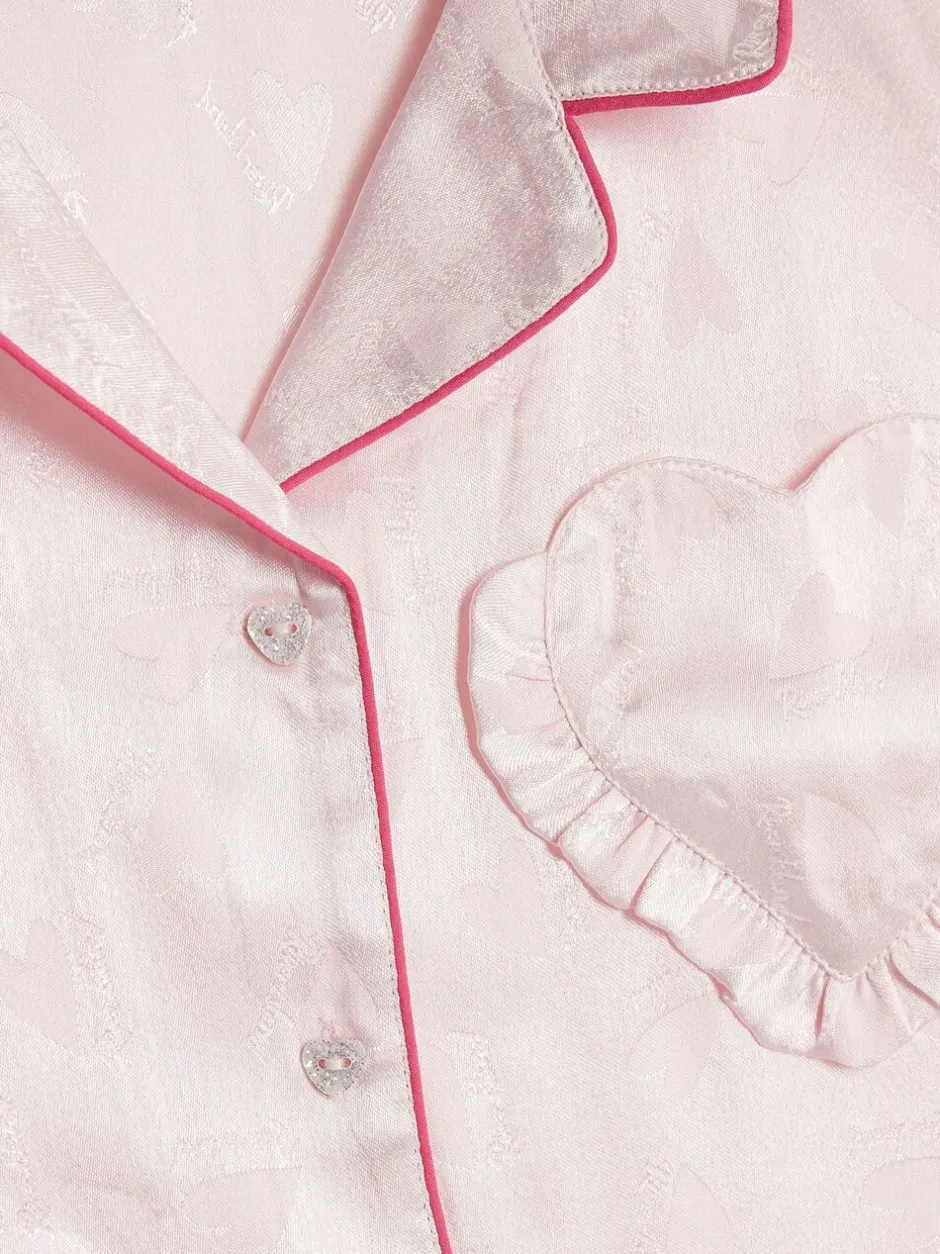 Nachtkleding En Pyjama's|Pyjama's|River Island Girls Satin Shirt & Short Pyjamas Set