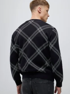 Gebreide Kleding|River Island Knitted Check Print Jumper
