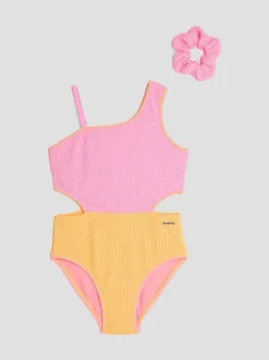 Badkleding*River Island Meisjesbadpak met bloktextuur