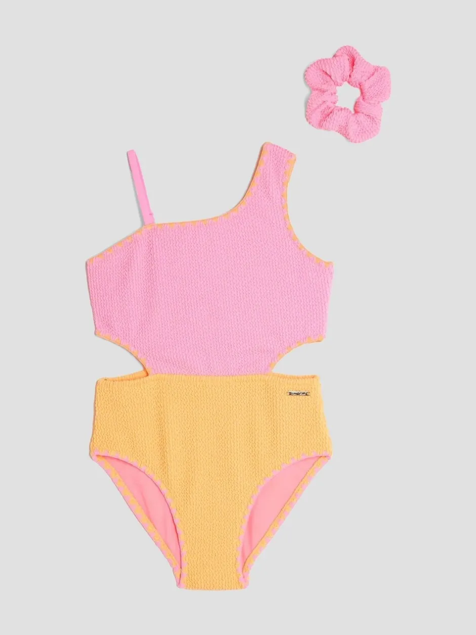 Badkleding*River Island Meisjesbadpak met bloktextuur