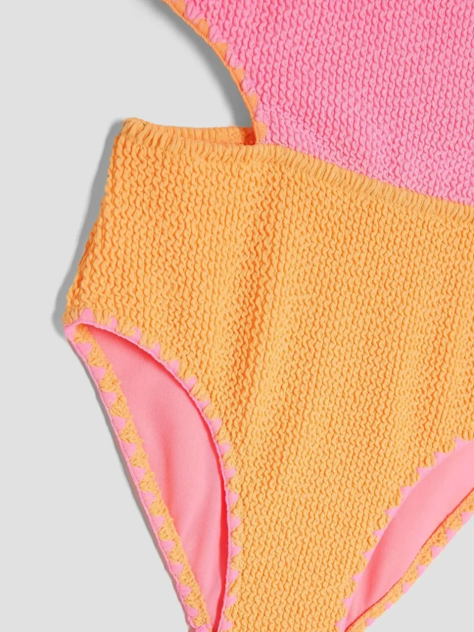 Badkleding*River Island Meisjesbadpak met bloktextuur