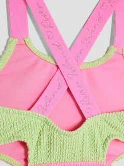 Badkleding|River Island meisjesbadpak met elastische kleurblokken