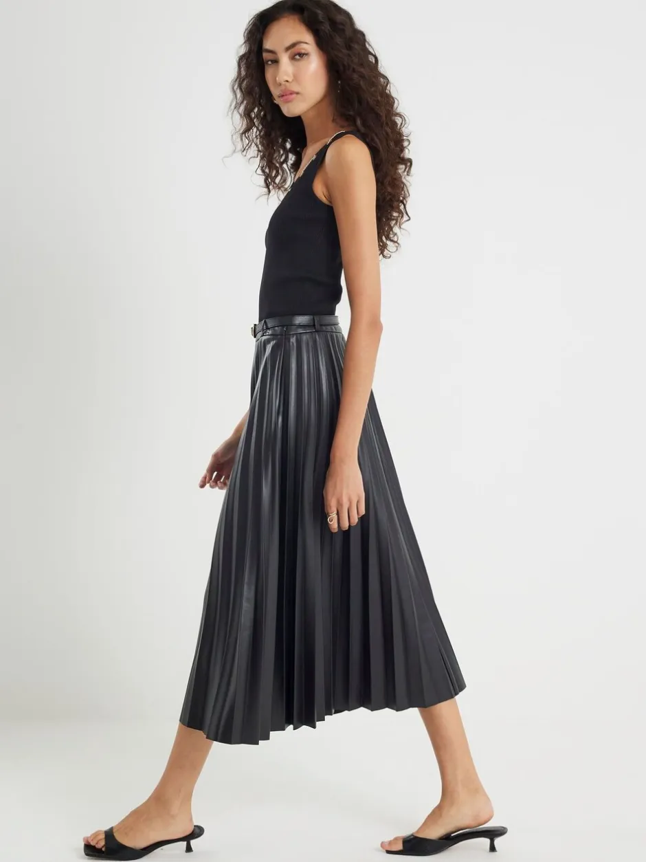 Rokken|River Island midirok van imitatieleer met plooien