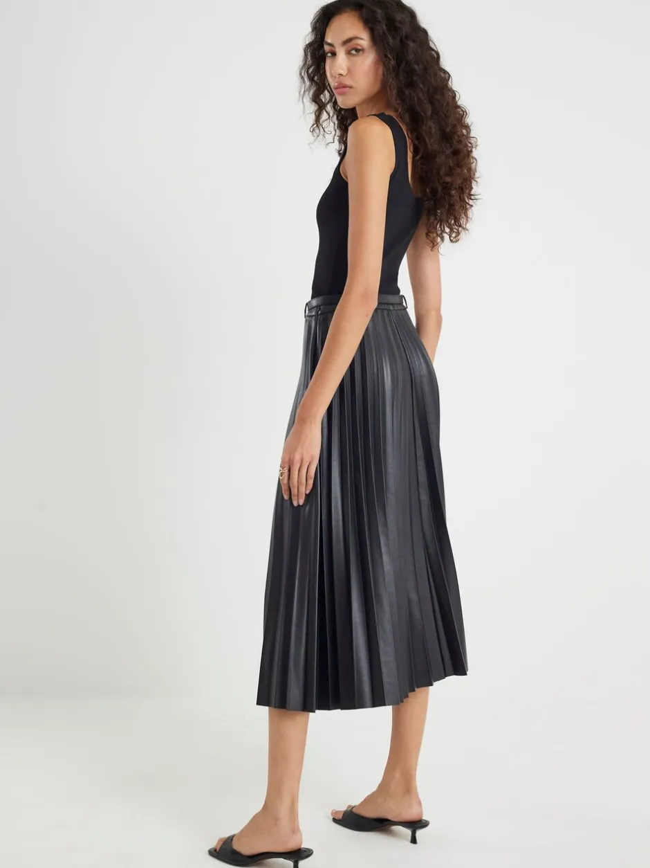 Rokken|River Island midirok van imitatieleer met plooien