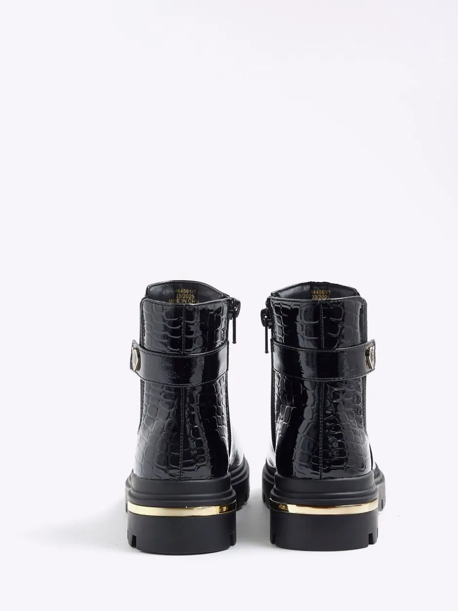 Boots*River Island Patent Heart Strap Chelsea Boots