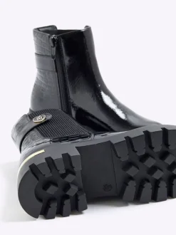 Boots*River Island Patent Heart Strap Chelsea Boots