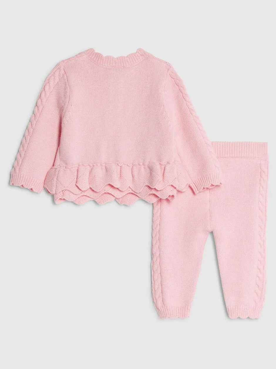 Gebreide Kleding|River Island Peplum Knitted Bow Cardigan and Legging Set