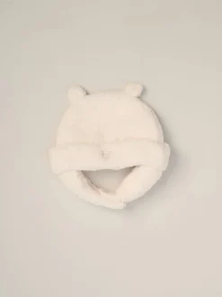 Rompertjes En Tuinbroeken|Tuinbroeken|Rock-A-Bye Baby Boutique Baby Borg witte bretelbroeken bodysuit en hoedenset 3 -delig