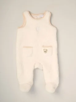 Rompertjes En Tuinbroeken|Tuinbroeken|Rock-A-Bye Baby Boutique Baby Borg witte bretelbroeken bodysuit en hoedenset 3 -delig