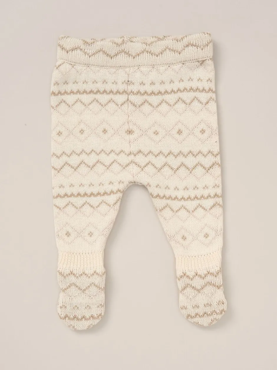 Gebreide Kleding*Rock-A-Bye Baby Boutique True Knit Fairisle Pattern White Cardigan And Footed Trousers Outfit Set