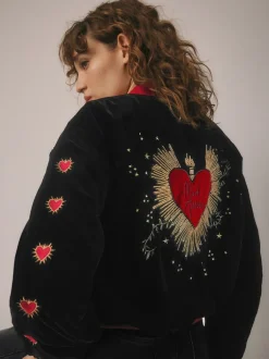 Jassen En Jacks*Rockett St George fluwelen bomberjack met borduursels
