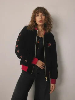 Jassen En Jacks*Rockett St George fluwelen bomberjack met borduursels