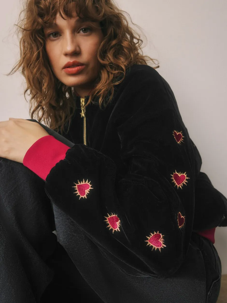 Jassen En Jacks*Rockett St George fluwelen bomberjack met borduursels